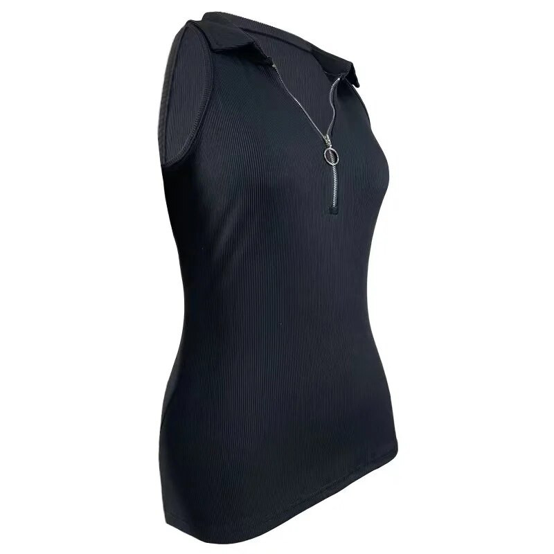 Европа и Съединените щати нова пролет и лято едноцветна жилетка с ревер и цип, дамска модна ежедневна тениска дамска