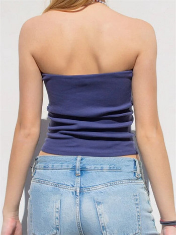 CHRONSTYLE Γυναικείες σέξι μπλούζες με στράπλες σωλήνες μακριά Αμάνικα μπουστάκια ώμου Crop μπλούζες Y2K εξώπλατο γιλέκο ρεζερβουάρ με λεπτή εφαρμογή Streetwear