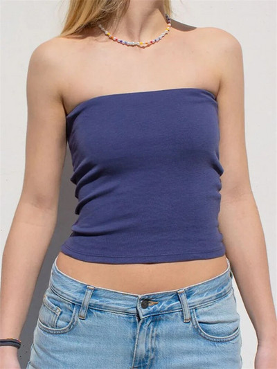 CHRONSTYLE Ženske seksi majice bez naramenica bez naramenica, jakne bez rukava, kratke majice bez rukava, kratke majice Y2K, uski prsluk bez leđa, uska odjeća