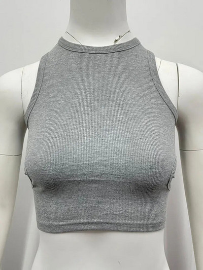 Καλοκαιρινό πράσινο κούφιο τοπ γυναικείο σέξι κορσέ αμάνικο εξώπλατο βασικό πλεκτό φανελάκι 2023 Y2K Aesthetic Fashion Top