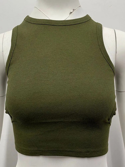 Καλοκαιρινό πράσινο κούφιο τοπ γυναικείο σέξι κορσέ αμάνικο εξώπλατο βασικό πλεκτό φανελάκι 2023 Y2K Aesthetic Fashion Top