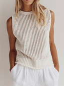 Πλεκτά Γιλέκα πουλόβερ Γυναικεία Ρούχα Φθινοπώρου Μασίφ κούφιο Βασικό αμάνικο γιλέκο ρετρό φαρδύ Ulzzang Streetwear