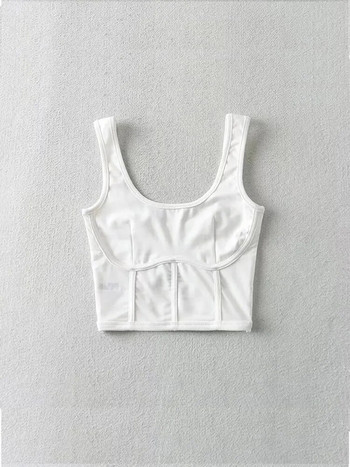Γυναικεία μπλούζα ρεζερβουάρ κορσέ με διχτυωτό λεπτομέρεια Διχτυωτό μπλουζάκι Εφαρμοσμένο Crop Top