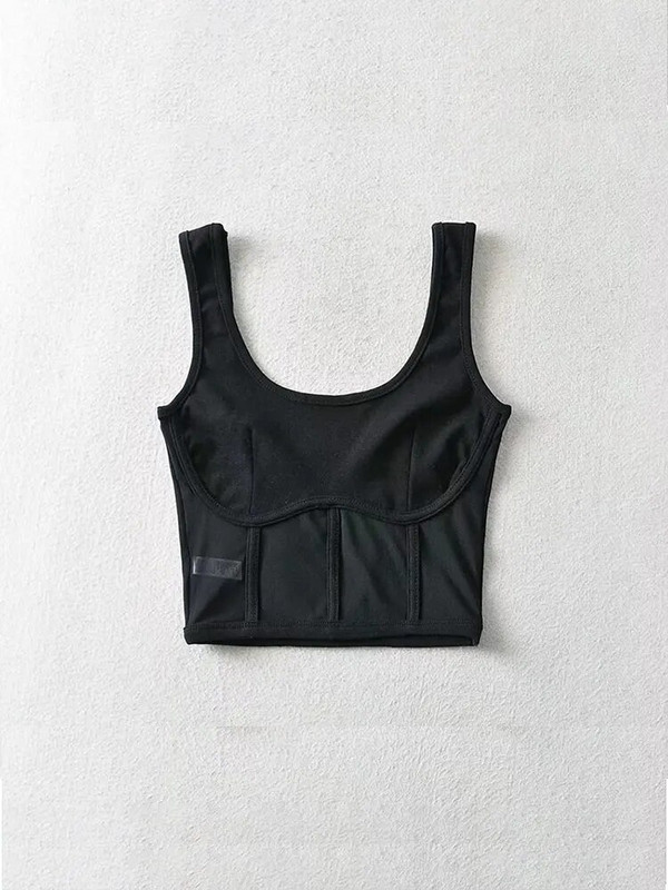 Γυναικεία μπλούζα ρεζερβουάρ κορσέ με διχτυωτό λεπτομέρεια Διχτυωτό μπλουζάκι Εφαρμοσμένο Crop Top