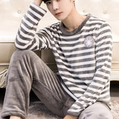 Vyriškas storas šiltas flanelinis pižamų rinkinys Vyriškas animacinis filmukas Vyriškas žiemos laisvalaikis Laisvas namų apranga Laisvas vyriškas miegui skirtas audinys