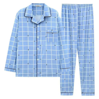 Meeste pikkade varrukatega pidžaamad Meeste kardigan Mugav ja avar koduriiete komplekt meestele kevadel ja sügisel