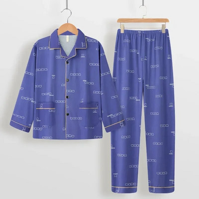 Meeste pikkade varrukatega pidžaamad Meeste kardigan Mugav ja avar koduriiete komplekt meestele kevadel ja sügisel