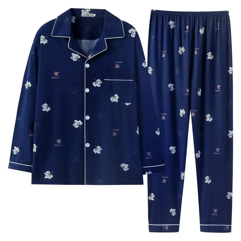 Meeste pikkade varrukatega pidžaamad Meeste kardigan Mugav ja avar koduriiete komplekt meestele kevadel ja sügisel