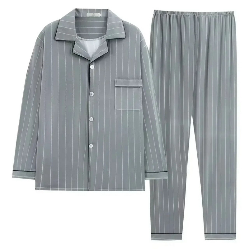 Meeste pikkade varrukatega pidžaamad Meeste kardigan Mugav ja avar koduriiete komplekt meestele kevadel ja sügisel