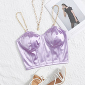 Stretch Satin Chain Sling Slim Fit korsett Sexy Chic Crop Top Naiste Lühike Korsett Top Naiste Summer Mujer Club Party Tanks