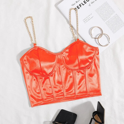 Stretch Satin Chain Sling Slim Fit korsett Sexy Chic Crop Top Naiste Lühike Korsett Top Naiste Summer Mujer Club Party Tanks