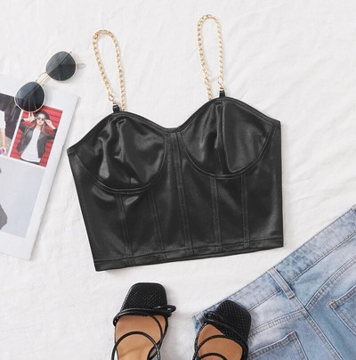 Stretch Satin Chain Sling Slim Fit korsett Sexy Chic Crop Top Naiste Lühike Korsett Top Naiste Summer Mujer Club Party Tanks