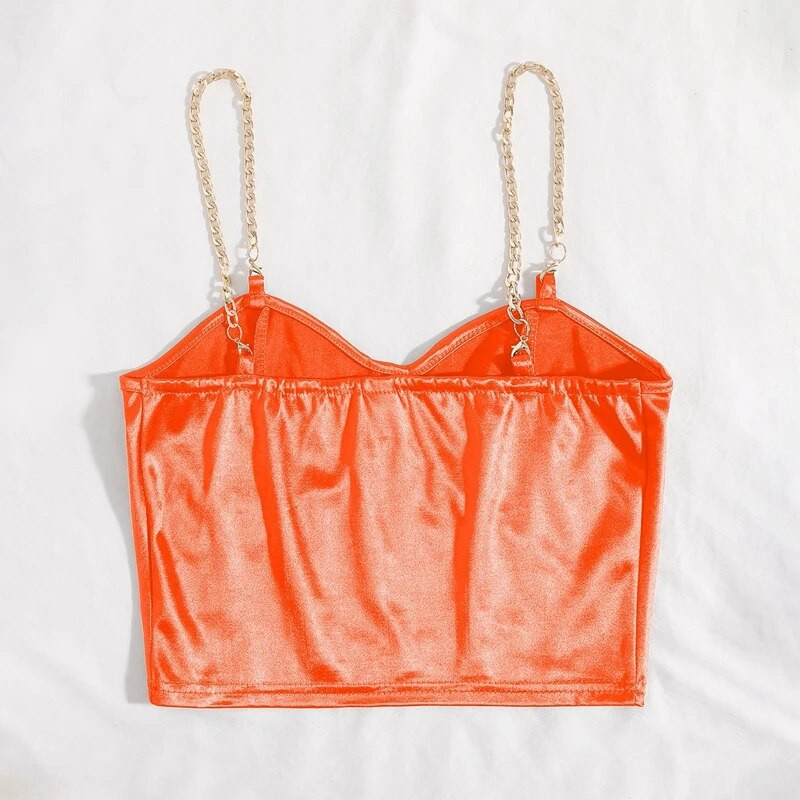 Stretch Satin Chain Sling Slim Fit korsett Sexy Chic Crop Top Naiste Lühike Korsett Top Naiste Summer Mujer Club Party Tanks