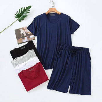 Ανδρικές πιτζάμες Summer Modal κοντομάνικο σορτς για το σπίτι Φορέστε λεπτό στρογγυλό λαιμό casual Κατάλληλο για καθημερινό σετ πιτζάμες Plus Size