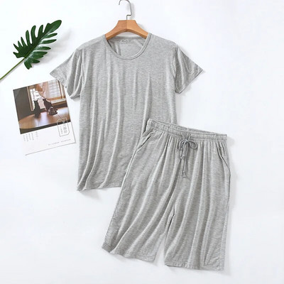 Ανδρικές πιτζάμες Summer Modal κοντομάνικο σορτς για το σπίτι Φορέστε λεπτό στρογγυλό λαιμό casual Κατάλληλο για καθημερινό σετ πιτζάμες Plus Size