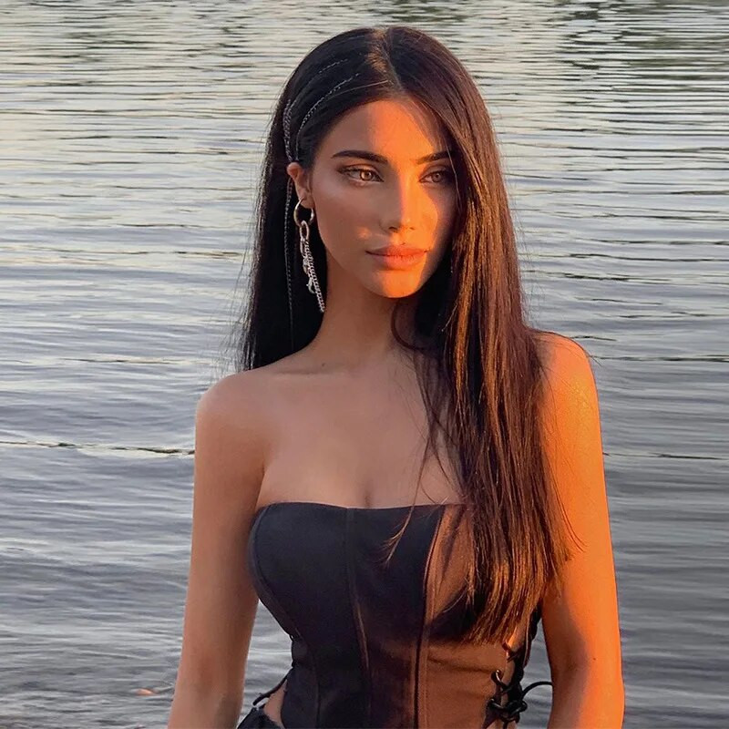 Krüptograafiline õlgadeta paelteta Seksikas rinnakorsett korsett tops naistele Must varrukateta vestiga kärbitud naiselik