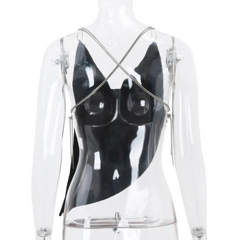 Κρυπτογραφικά ντραπέ σέξι τοπ μπλουζάκια με εξώπλατο ράβισμα Rave φεστιβάλ ρούχα για γυναίκες εξώπλατο κομψό κομψό ασύμμετρο τοπ Y2K