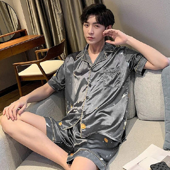 Ανδρικές άνετες πιτζάμες Oversize 4XL 5XL 90kg Κοντό μανίκι Casual Home Wear Summer Silk Boy Σετ πιτζάμες Leisure Sleepwear Σετ