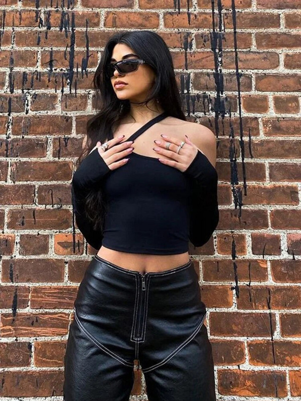 Sügismood vabaaja õhuke, soliidne eemaldatavate varrukatega T-särk naistele Uued tänavarõivad Wild Basic Naiste Top Kuumad