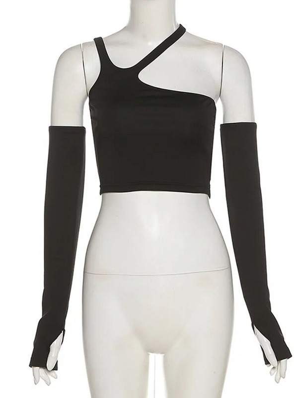 Sügismood vabaaja õhuke, soliidne eemaldatavate varrukatega T-särk naistele Uued tänavarõivad Wild Basic Naiste Top Kuumad