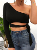 Ženske dame, uske majice s bandažom, dugih rukava, jedno rame, leptir-kravata, elastična čvrsta majica hladnih ramena, seksi majica kratkih rukava Club Street