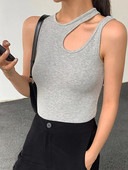 Įprasti y2k balti iškirpti moteriški apatiniai marškinėliai be rankovių, ploni marškinėliai Moteriški drabužiai 2022 m. vasaros mados crop top moterų camisetas