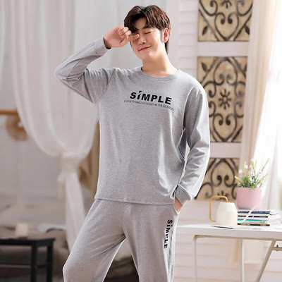 Gamintojas Rudens vyriškos medvilnės pižamos raidėmis dryžuoti miego drabužiai animacinių filmų pižamų rinkiniai laisvalaikio poilsio kostiumai pižamos didelio dydžio 3XL pižama