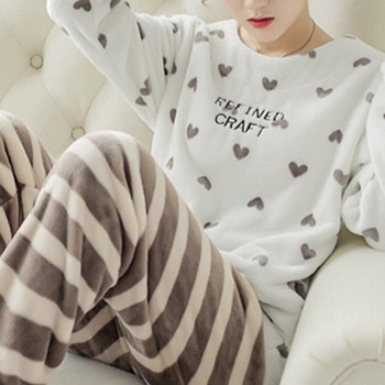 Дамски есенно-зимни топли фланелени комплекти дамски пижами Дебело коралово кадифе с дълъг ръкав Анимационно спално облекло Комплект тънки фланелени пижами