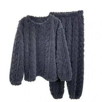 Дамски топли комплекти от 2 части Удебелени меки кадифени комплекти от поларени пуловери и панталони Ежедневни комплекти пижами Дамски есен-зима 2023 г.