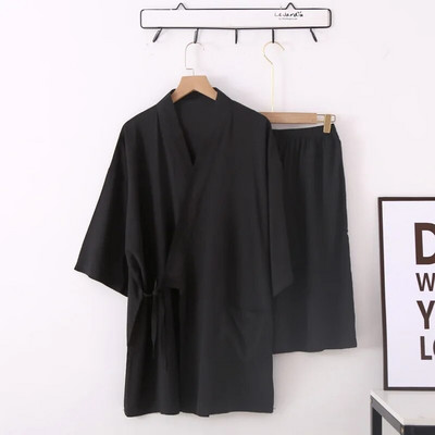 Suvine 2 tk Jaapani stiilis meeste viskoosist õhukesed rõivakomplektid, massiivne kimonopuuvillane aurav riietus pidžaamakomplekt meeste hommikumantli öösärk