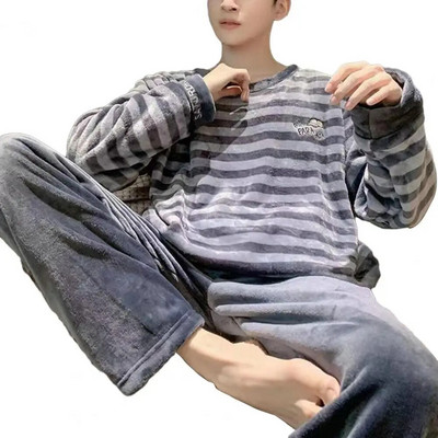 2 kom./komplet muške pidžame jesen-zima, debele, tople, tople, debele pidžame od koraljnog flisa, muška kućna odjeća, gornji dio pantalona, set za spavanje