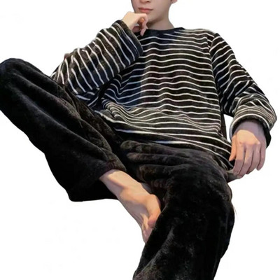 2 kom./komplet muške pidžame jesen-zima, debele, tople, tople, debele pidžame od koraljnog flisa, muška kućna odjeća, gornji dio pantalona, set za spavanje