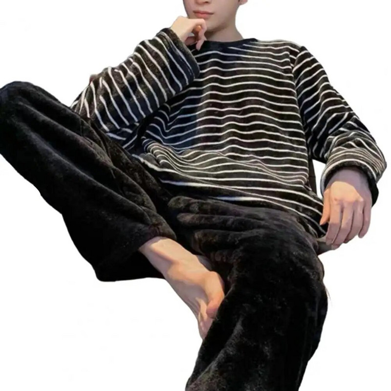 2 kom./komplet muške pidžame jesen-zima, debele, tople, tople, debele pidžame od koraljnog flisa, muška kućna odjeća, gornji dio pantalona, set za spavanje