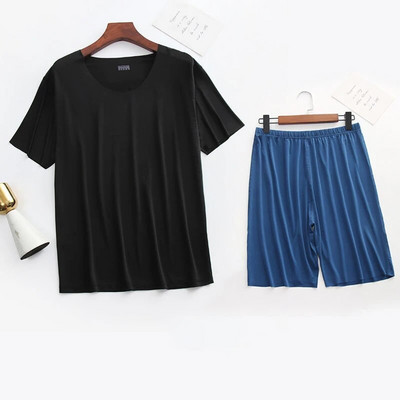 Meeste jääsiidist pidžaamad, soliidne särk ja püksid, 2 tk Pidžaama magamiskomplekt vabaaja meestele koduriided suvised pidžaamad magamisriided ööriiete ülikond