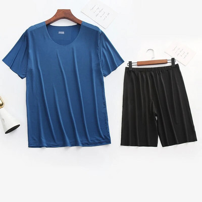 Meeste jääsiidist pidžaamad, soliidne särk ja püksid, 2 tk Pidžaama magamiskomplekt vabaaja meestele koduriided suvised pidžaamad magamisriided ööriiete ülikond