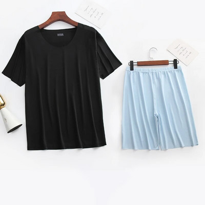 Meeste jääsiidist pidžaamad, soliidne särk ja püksid, 2 tk Pidžaama magamiskomplekt vabaaja meestele koduriided suvised pidžaamad magamisriided ööriiete ülikond