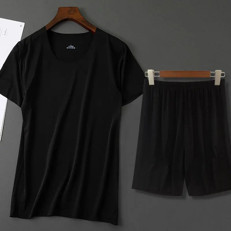 Meeste jääsiidist pidžaamad, soliidne särk ja püksid, 2 tk Pidžaama magamiskomplekt vabaaja meestele koduriided suvised pidžaamad magamisriided ööriiete ülikond