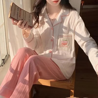 Mielos pižamos moters žiemos rudens miegui Moteriški ilgomis rankovėmis kelnės, 2 dalių pižamos, kieto apatinio trikotažo rinkiniai, skirti moteriški naktiniai drabužiai