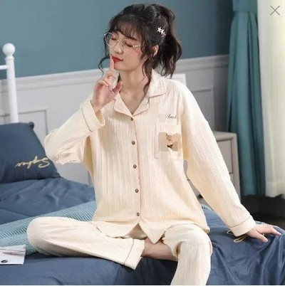 Mielos pižamos moters žiemos rudens miegui Moteriški ilgomis rankovėmis kelnės, 2 dalių pižamos, kieto apatinio trikotažo rinkiniai, skirti moteriški naktiniai drabužiai