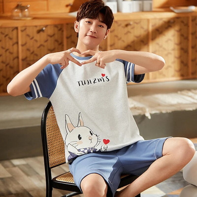 Meeste magamisriided Puuvillane pidžaamakomplekt Lühikesed magamispüksid Lühikesed püksid Ööriided Suures suuruses L-3XL Pjs Vaba aeg Koduriided Meeste riided