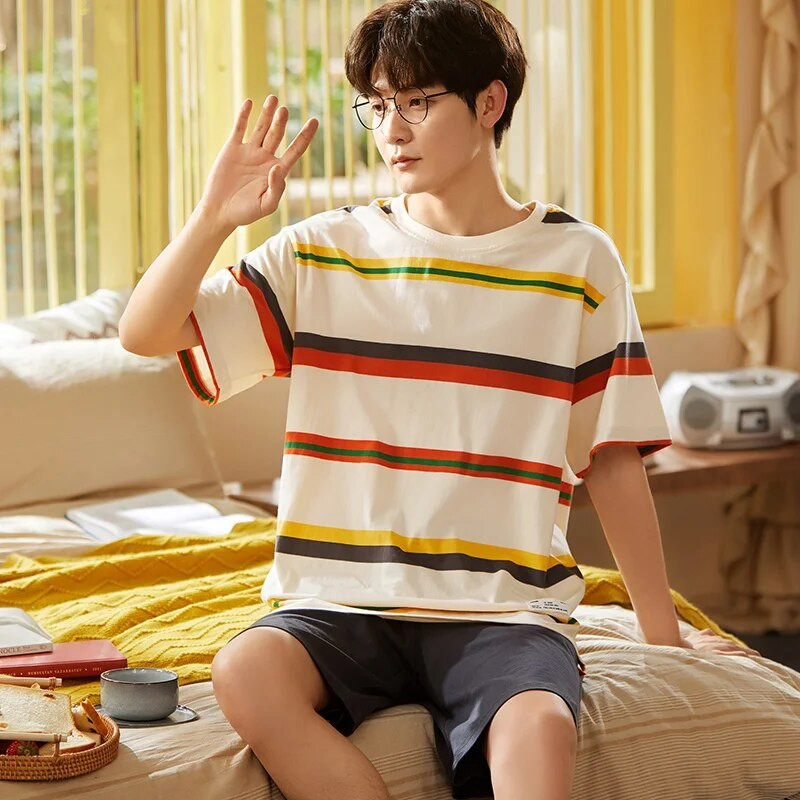 Meeste magamisriided Puuvillane pidžaamakomplekt Lühikesed magamispüksid Lühikesed püksid Ööriided Suures suuruses L-3XL Pjs Vaba aeg Koduriided Meeste riided