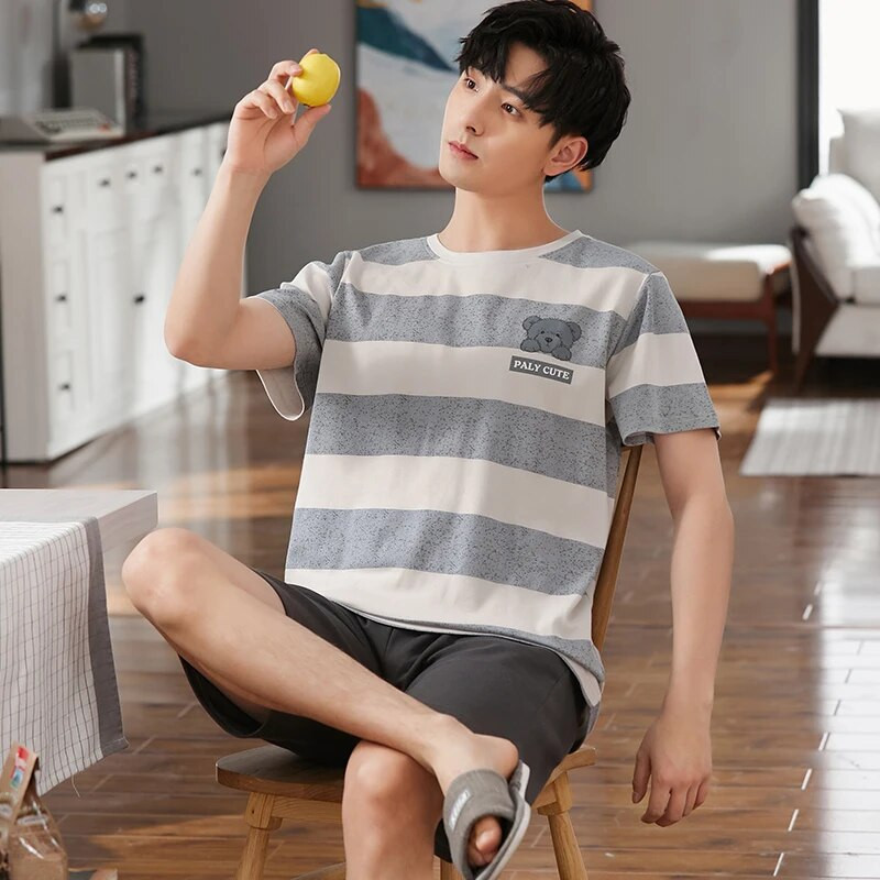 Meeste magamisriided Puuvillane pidžaamakomplekt Lühikesed magamispüksid Lühikesed püksid Ööriided Suures suuruses L-3XL Pjs Vaba aeg Koduriided Meeste riided