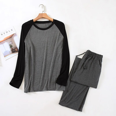 Meeste sügisene sobiva värviga, pikkade varrukatega püksid pidžaama ülikond meeste magamisriided vabaaja spordiriided Pijma hombre komplekt