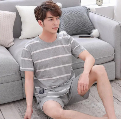 Suvine puuvillane õhuke meeste pidžaamakomplekt, suures suuruses lühikeseks magamiseks mõeldud topid, püksid, magamisriided, meeste ülikond, koduriided, vabaaja pidžaamad