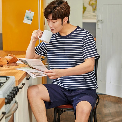 Suvine puuvillane õhuke meeste pidžaamakomplekt, suures suuruses lühikeseks magamiseks mõeldud topid, püksid, magamisriided, meeste ülikond, koduriided, vabaaja pidžaamad