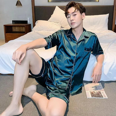 2023 Ανδρικά casual πυζά, μεταξωτό σατέν παντελόνι πιτζάμες κοστούμι πιτζάμες με μακριές κουμπιά Pijama Ανδρικά σαλονάκια σε μέγεθος Pj σετ