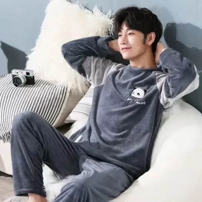 Flanell 2022 magamisriided Pidžaamad Armsad pidžaama pikkade varrukatega koduriided Velvet meeste ülikond Paks koralli multifilmikomplektid soojaks talveks