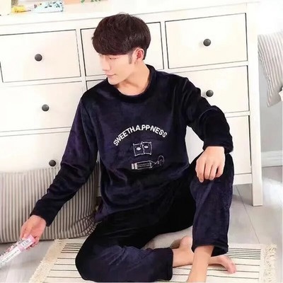 Flanell 2022 magamisriided Pidžaamad Armsad pidžaama pikkade varrukatega koduriided Velvet meeste ülikond Paks koralli multifilmikomplektid soojaks talveks