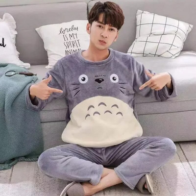 Flanell 2022 magamisriided Pidžaamad Armsad pidžaama pikkade varrukatega koduriided Velvet meeste ülikond Paks koralli multifilmikomplektid soojaks talveks