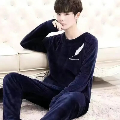 Flanell 2022 magamisriided Pidžaamad Armsad pidžaama pikkade varrukatega koduriided Velvet meeste ülikond Paks koralli multifilmikomplektid soojaks talveks